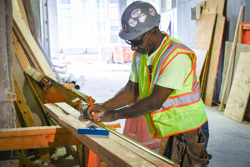 A carpenter contractor working